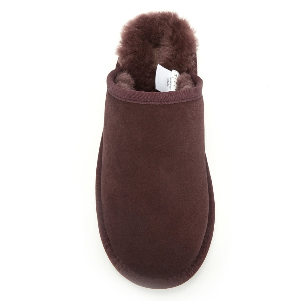Australia Luxe Men's Brown Mool Genuine Shearling Lined Slippers. Size 10